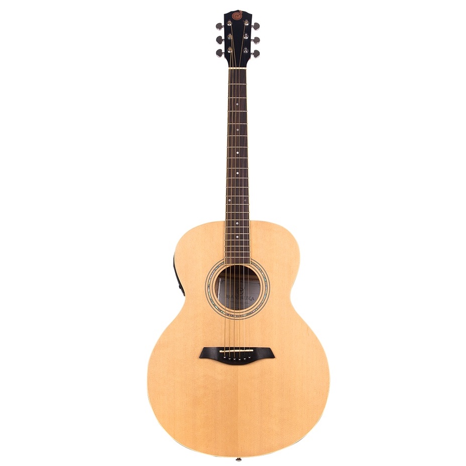 GITAR SEMI AKUSTIK MANDALIKA APS-02 GRAND AUDITORIUM SPRUCE (APS02-GA-NT) EQ LC 4 FULLSET BONUS SOFTCASE GITAR SENAR CADANGAN DAN PICK WITH SERTIFIKAT