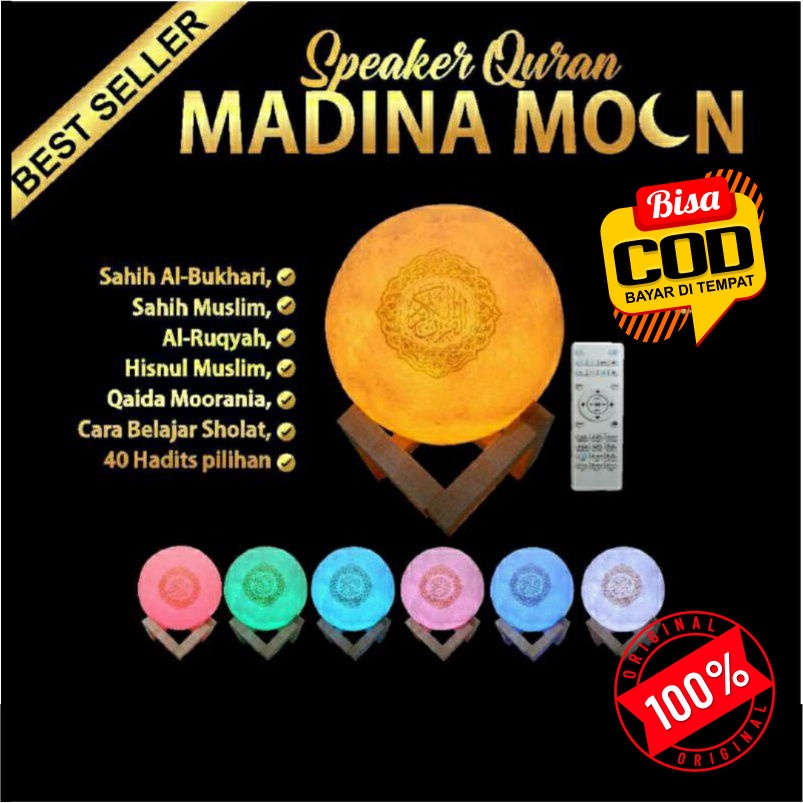 Moon lamp speaker quran murottal alquran 30 juz lampu tidur lampu hias speaker alquran led bulan