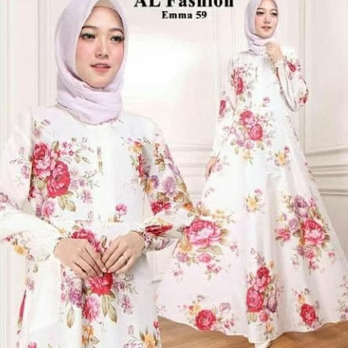 BAJU GAMIS MUSLIM KATUN MEWAH PUTIH MERAH / GAMIS PESTA CANTIK