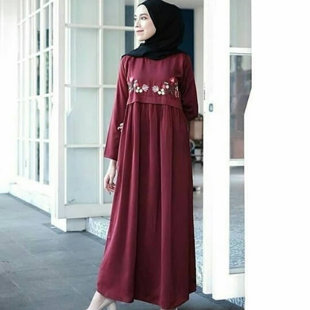 Baju original SF GANI Maxi Dress Muslim Modern Panjang Hijab Fashion Wanita Gamis Termurah 2018