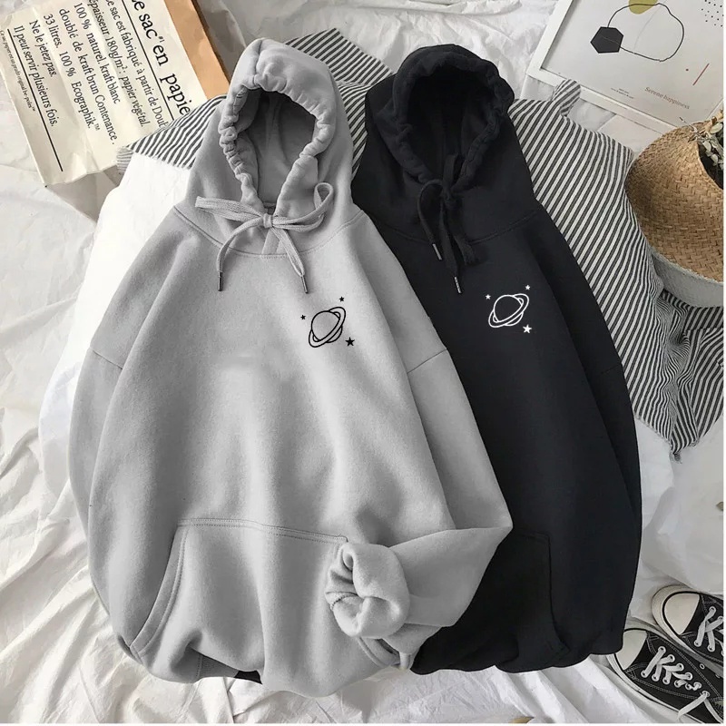 Parisdivarious Sweater Hoodie Jemper Planet Bahan Fleece Size S - XXL (Pria &amp; Wanita)