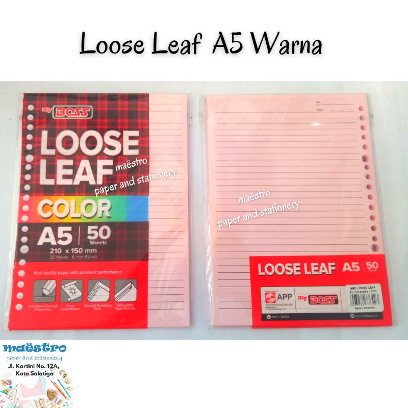 

Loose Leaf A5 Garis Warna Isi 50 Lembar Kekenian Murah