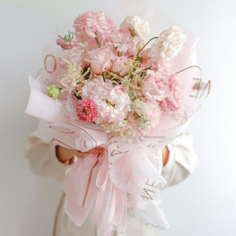 [TERMURAH!!] TRANSPARENT GOLD LINE Flower Wrapping Paper / Kertas Cellophane / Kertas Bunga / Kertas Kado