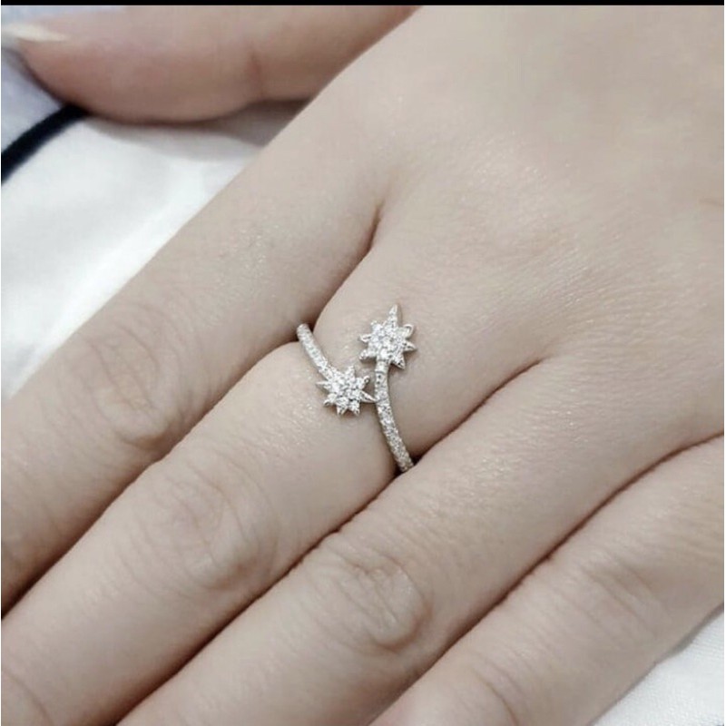 Cincin perak 925 cincin wanita perak 925 lapis emas putih S58