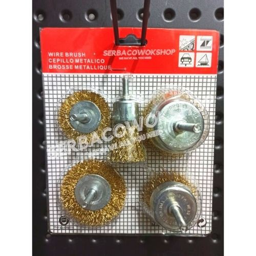 Mata Bor Sikat Kawat Mangkok Set 5 Pcs SIkat Bor Wire Brush Bor Pembersih karat Kotoran Termurah