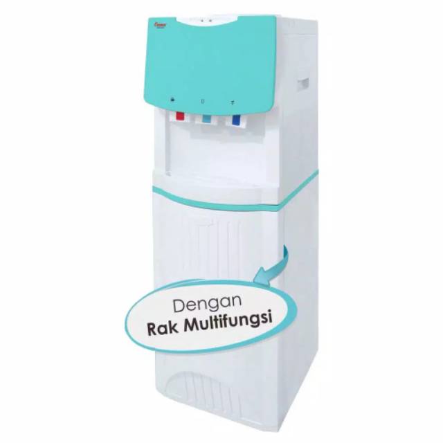 DISPENSER BERDIRI COSMOS CWD 5603 GALON ATAS PANAS DINGIN K-STYLE PLUS RAK PIRING / GELAS 3 KRAN