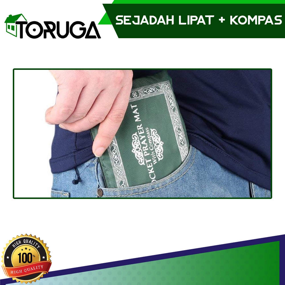 Sajadah Lipat  + Kompas kiblat / Souvenir Haji ibadah islam umroh Tikar Alas Sholat