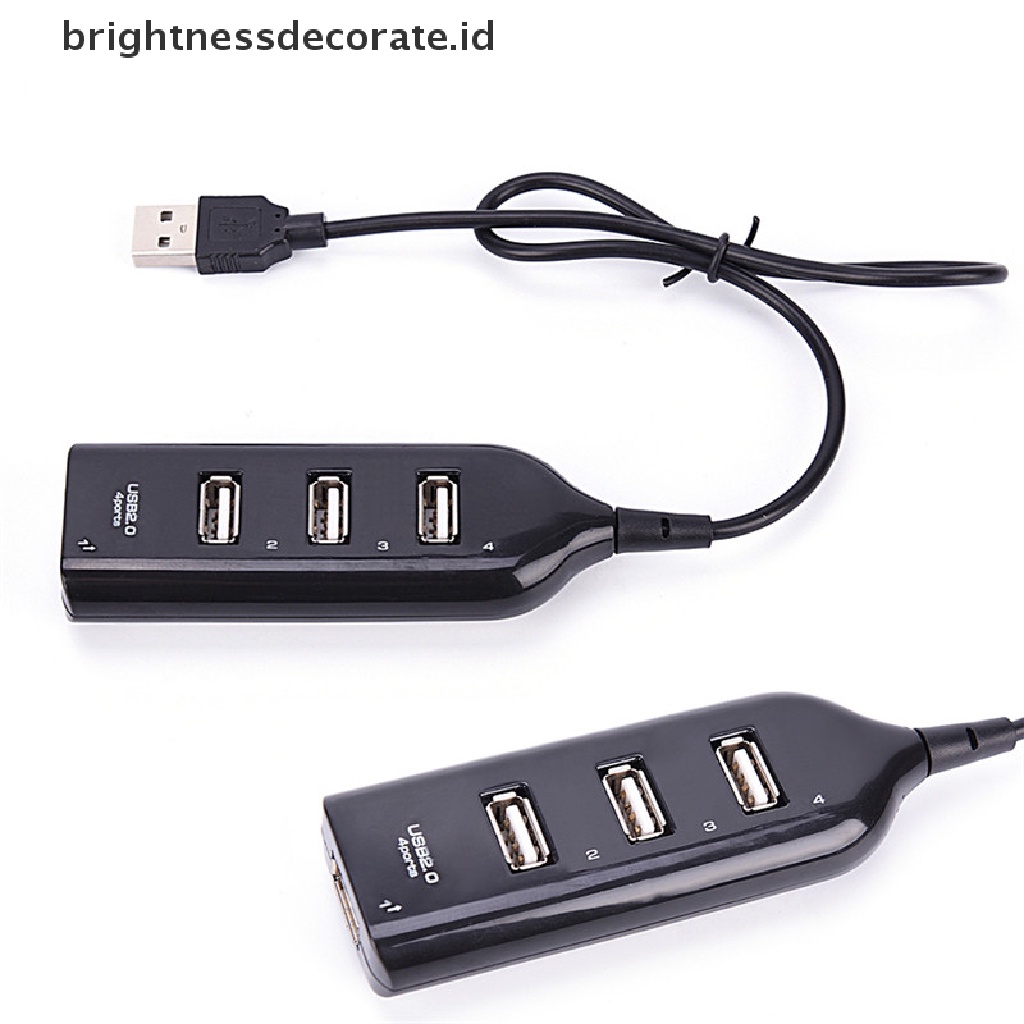 Hub Adapter Splitter 4 Port Usb 2.0 Kecepatan Tinggi Warna Hitam Untuk Pc / Komputer / Laptop