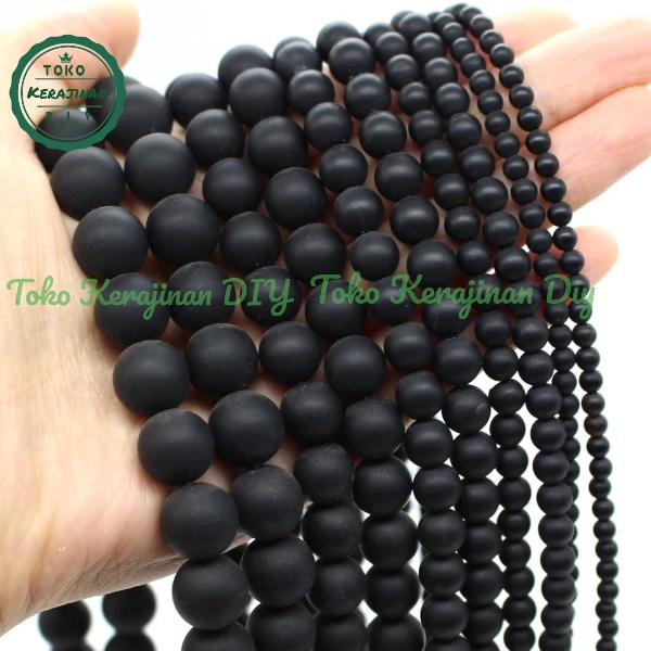 Bahan Gelang Manik Batu Hitam Doff Black Matte 6,8,10mm Untuk Craft Dan DIY