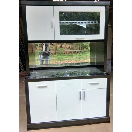 Lemari sayur lemari makan 3 pintu hidrolik finishing kaca