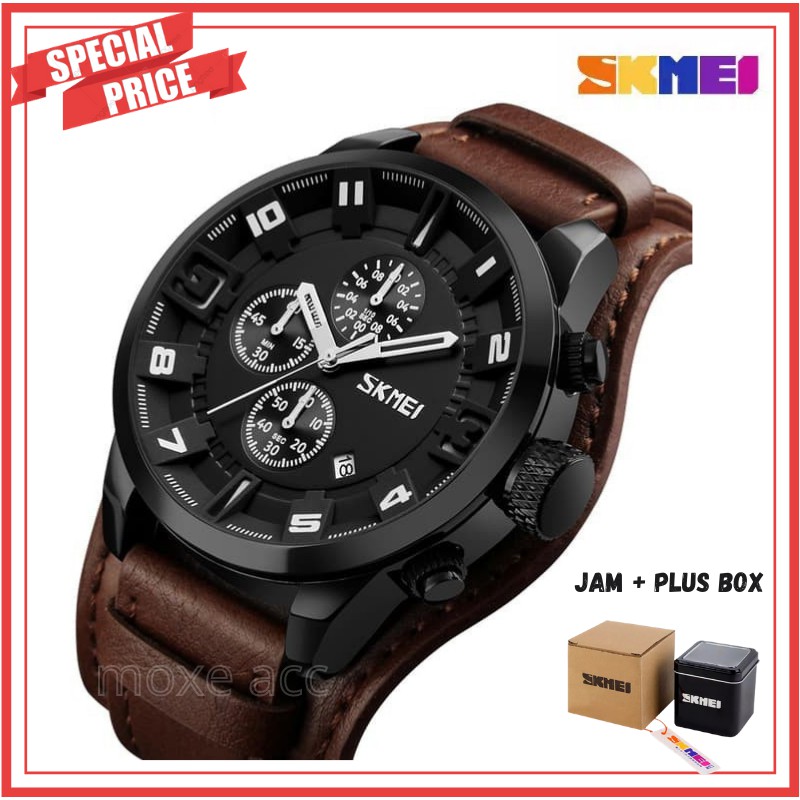 SKMEI 9165 ORIGINAL Jam Tangan Pria Analog Chrono Aktif Fashion Casual + BOX SKMEI