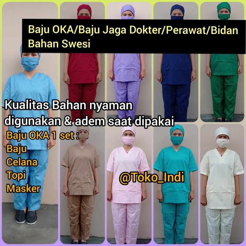 Baju OKA Lengan Pendek / Baju Jaga / Bahan Swesi / OK Bidan Perawat