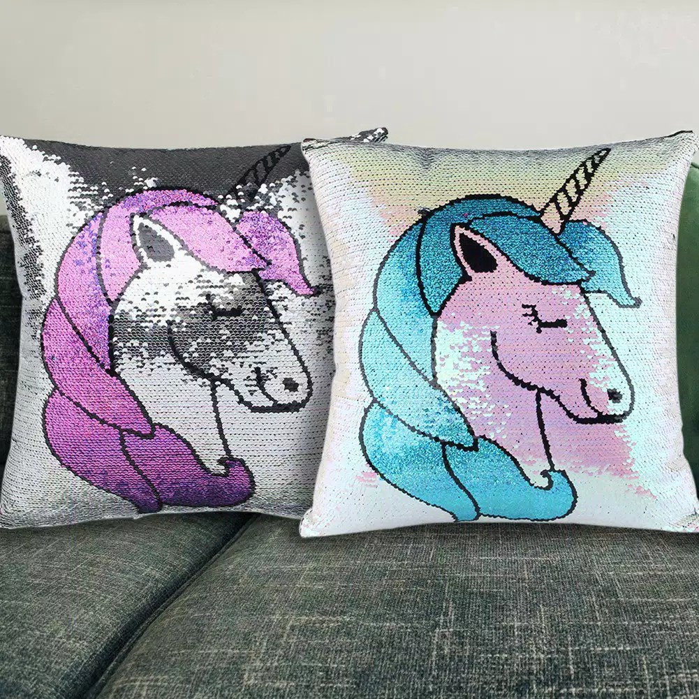 Sarung Bantal Sofa Sequin Unicorn 3 warna kwalitas Premium