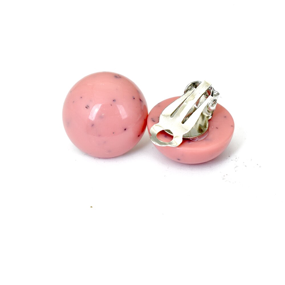 Anting Klip Bentuk Bulat Geometris Bahan Resin Warna Pink Hijau Untuk Wanita