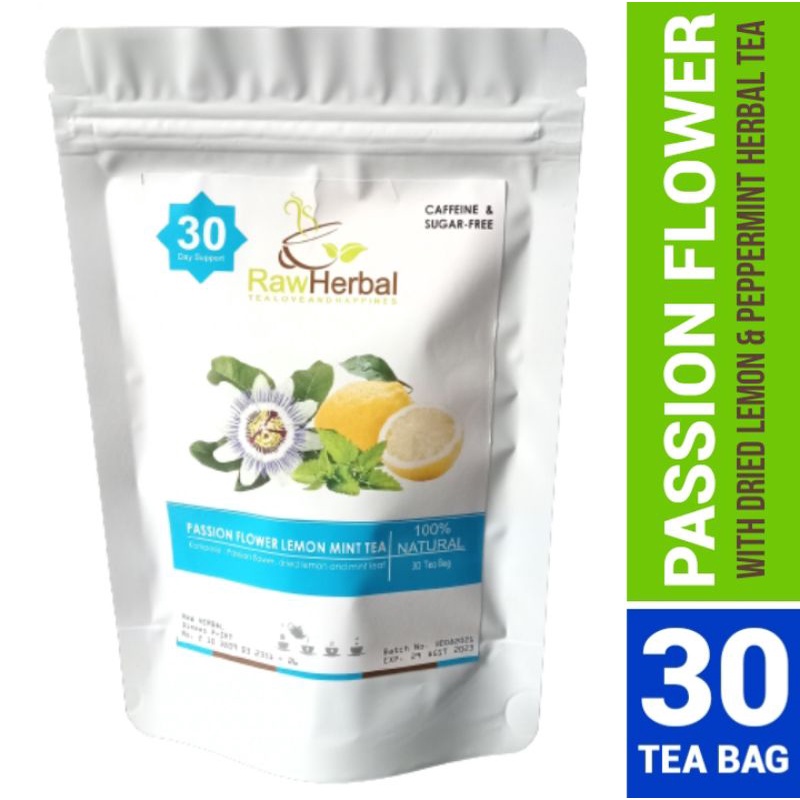 Passion Flower Lemon Mint Tea : Sleep, Calm &amp; Relaxing 30 Tea Bag