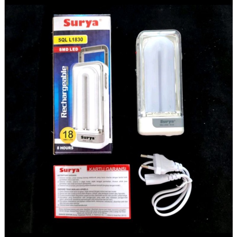 Lampu Led emergency Surya Rechargeable 18 smd led 8 hours SQL L1830