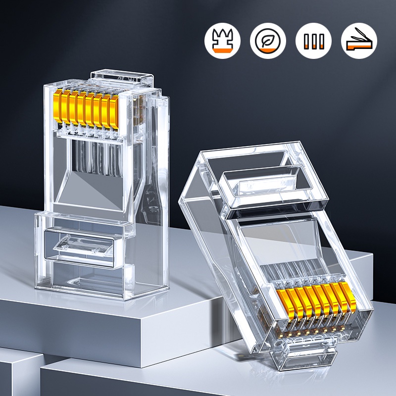 Crystal Adapter Konektor Kabel Jaringan RJ45 8Pin Rj-45 Untuk Cat5 Cat5e Cat6 Rj 45