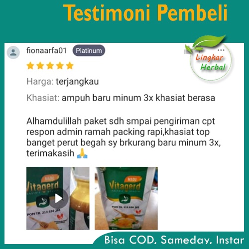 Madu VITAGERD Herbal GERD dan Asam Lambung Original Asli Ori