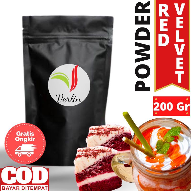 

Powder minuman Red Velvet kualitas Premium produk Verlin kemasan ecer cocok untuk resep es kekinian