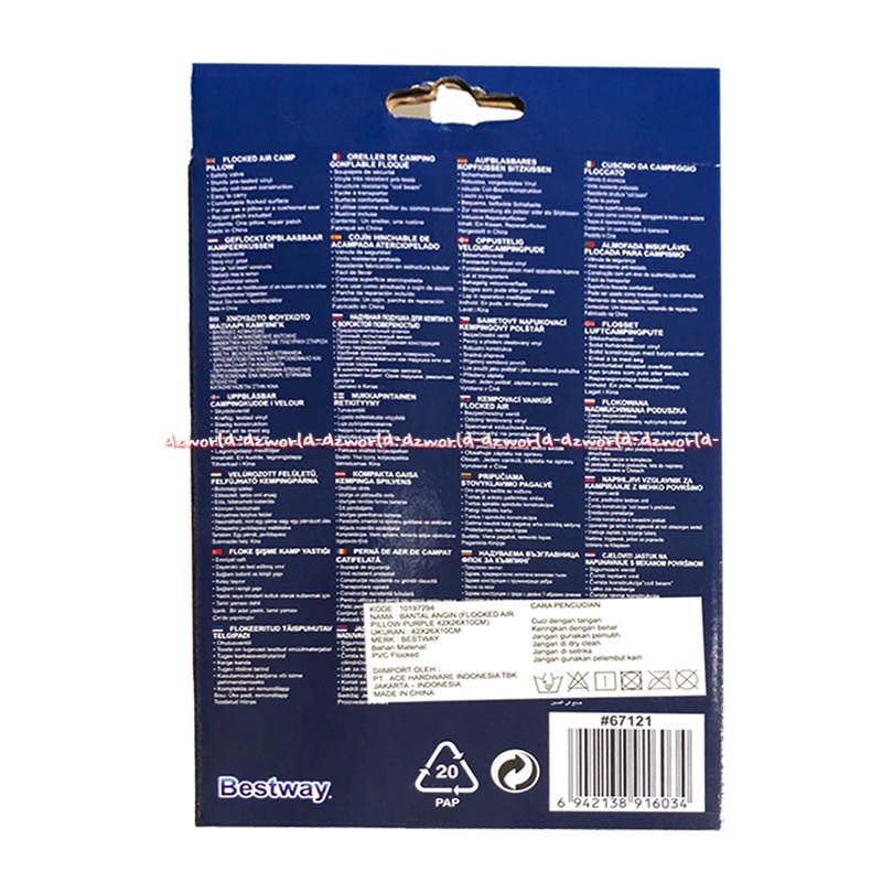 Bestway Pillow Inflate Bantal Tiup Lipat Travel Travelling Bahan Bludru Best Way Pilow