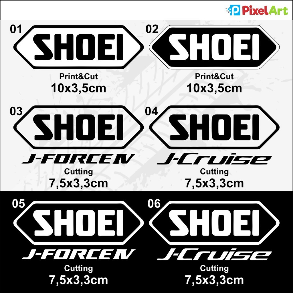 STICKER STIKER LOGO HELM MOTOR SHOEI HALFACE J FORCE SHOEI PREMIUM QUALITY