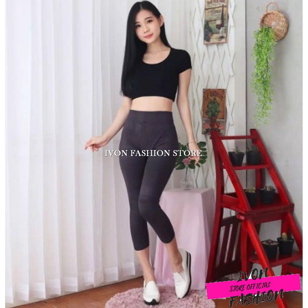 LEGGING 7/8 BAHAN SPANDEX WANITA ADEM PREMIUM 2 UKURAN