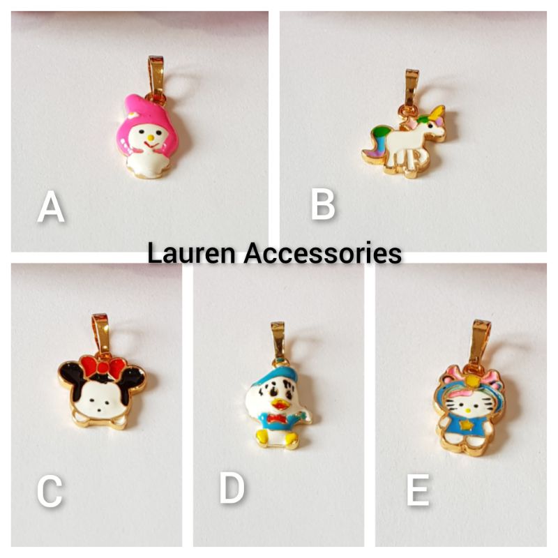 Liontin Bandul Anak Karakter Melody Unicorn Tsum-Tsum Perhiasan Imitasi Lapis Emas Kuning LT 3021