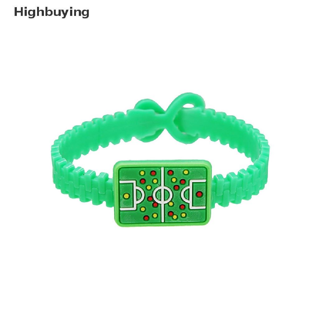 Hbid 5Pcs / Set Gelang Tangan Motif Kartun Piala Dunia / Sepak Bola Bahan PVC Untuk Anak