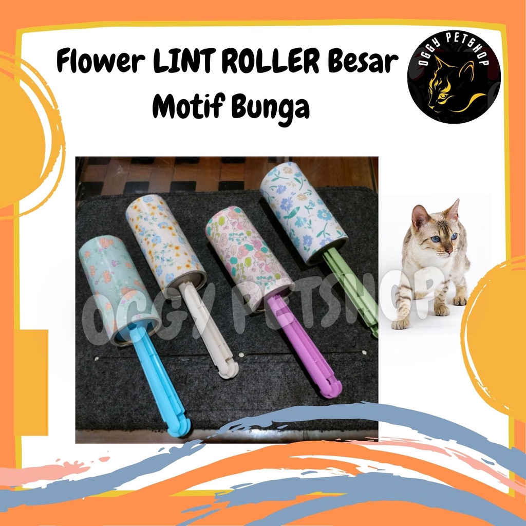 Pembersih Bulu Kucing Flower LINT ROLLER Besar - Motif Bunga