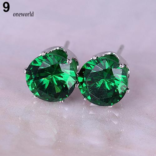 [ONE] Unisex Ear Studs Elegan Semua Pertandingan Cubic Zirconia Bulat Anting Indah Untuk Pacaran