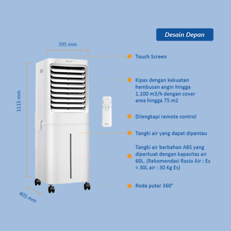 GREE Air Cooler Kapasitas 60 L - Penyejuk &amp; Humidifier - GCA-ACOOL60