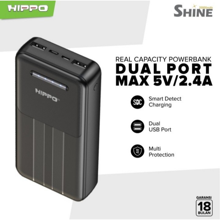HIPPO SHINE 20000MAH POWERBANK SDC 2.4A ORIGINAL