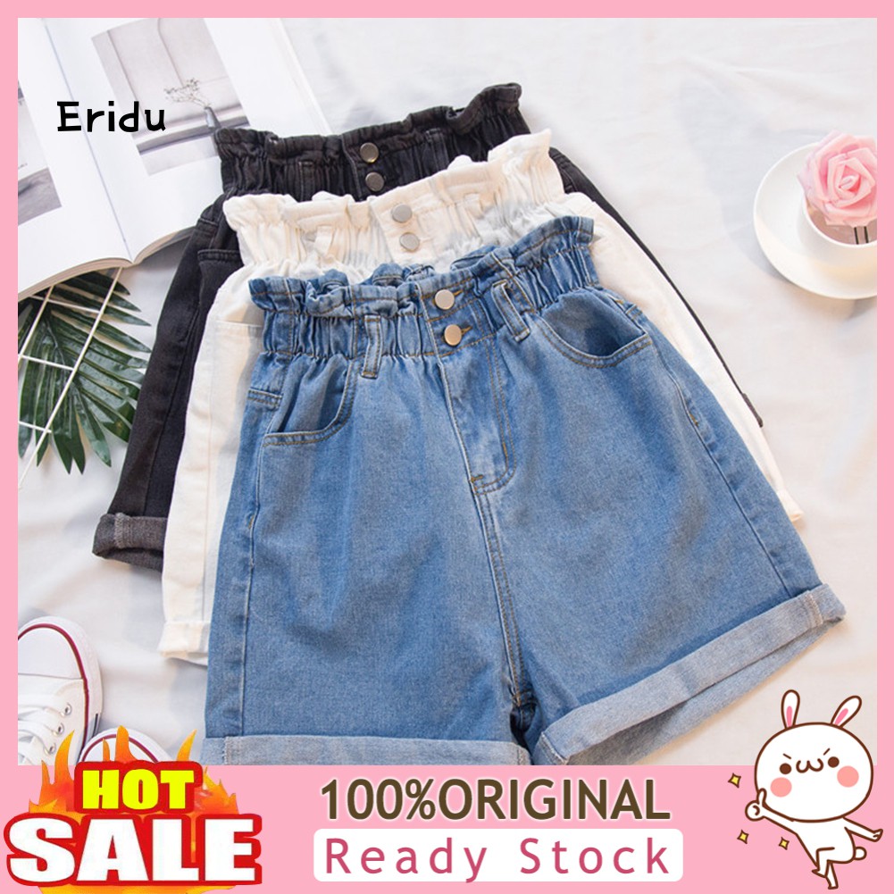 Celana Pendek Model High Waist Lebar Bahan Katun Jeans Ada Celana Pendek Model High Waist Lebar Bahan Katun Jeans Ada