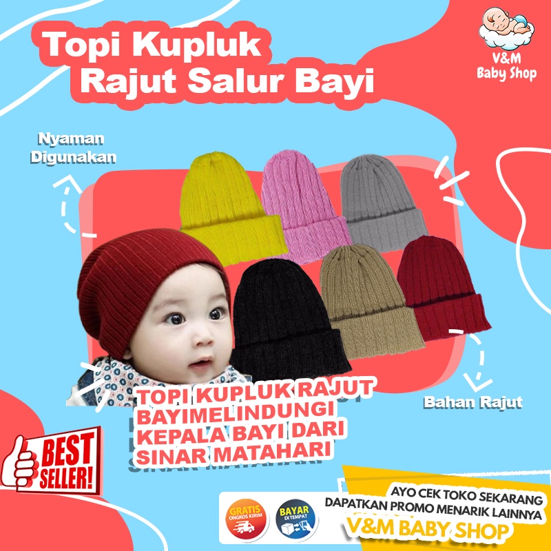 VnM043 | Topi Kupluk Rajut Salur Bayi / Kupluk Bayi Perempuan &amp; Laki-Laki Murah / Baby Hat