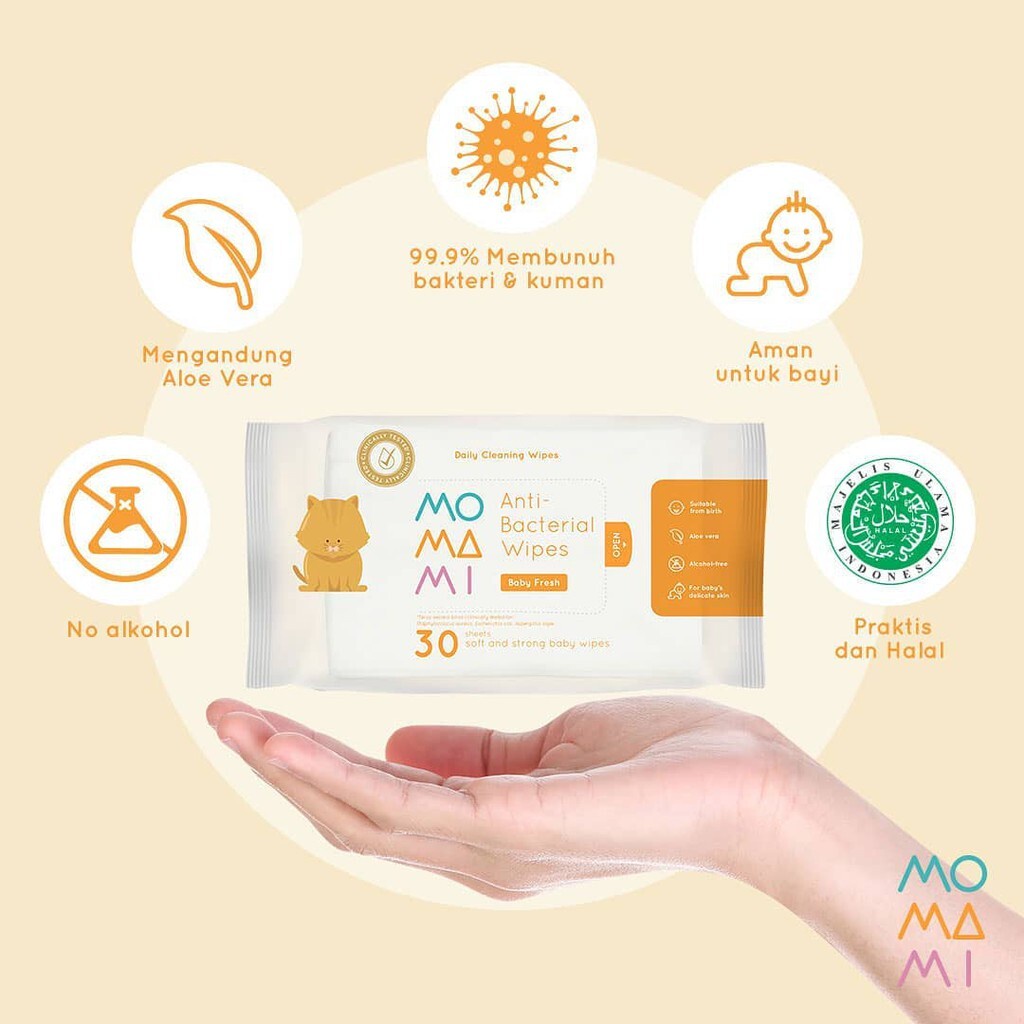 Momami Antibacterial Wipes - Tissue Basah