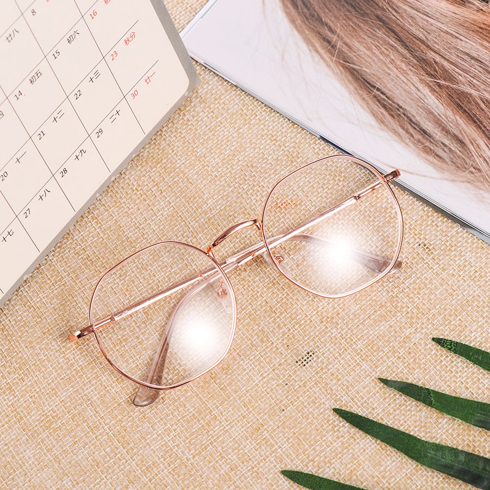 ROW New Fashion Myopia Glasses Flexible Portable Vision Care Eyeglasses Ultra Light Resin Women Men Metal Polygon -1.00~-4.0 Diopter Reading Glasses/Multicolor