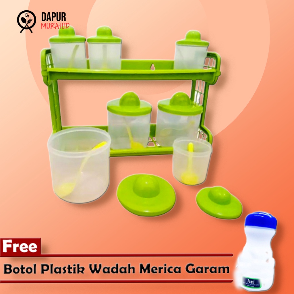 Paket Kitchen Pastela Wadah Bumbu 7in1 Gratis Botol Merica Lubang