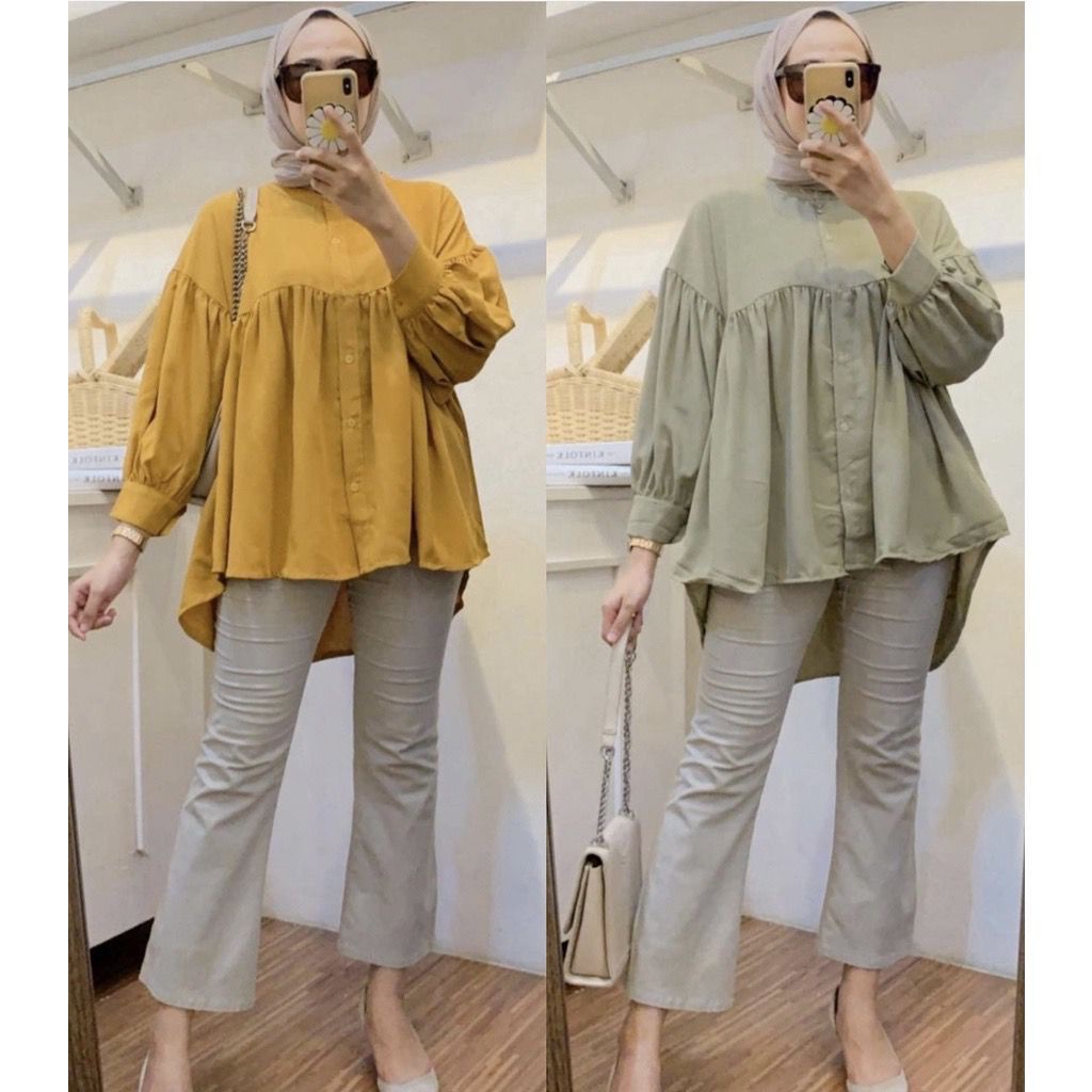 1KG MUAT 5PCS | MIFTA BLOUSE RUFFLE LENGAN BALON HITS OOTD SELEBGRAM FASHION GROSIR WANITA