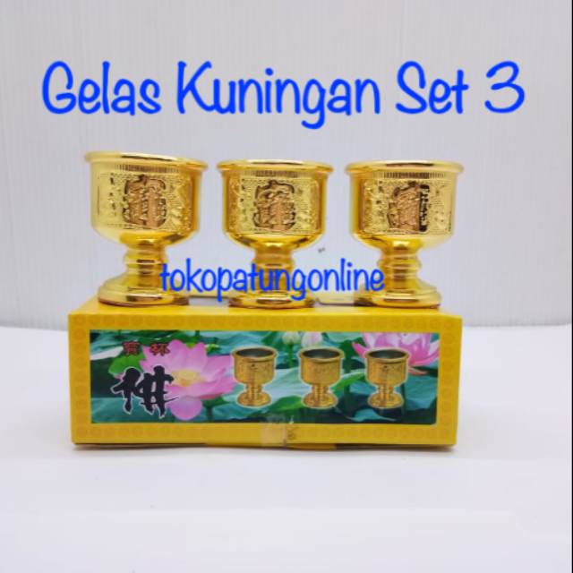 Gelas Sembahyang Kuningan Set 3