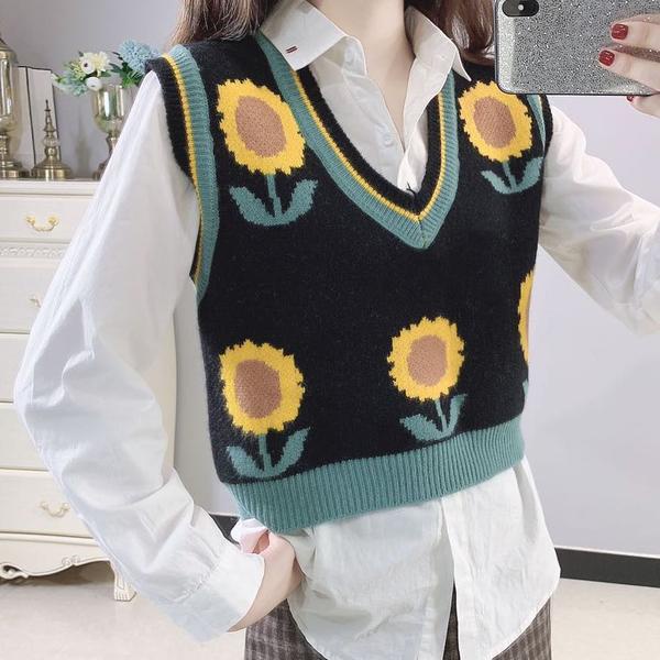 NAJAHSTORE / Rompi rajut motif bunga matahari gaya korea untuk wanita /sunflower vest