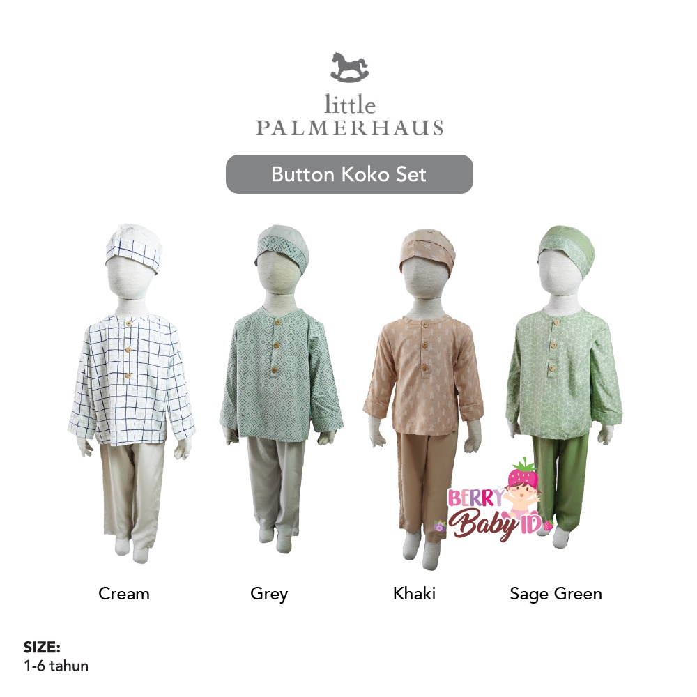 Little Palmerhaus Button Koko Set Baju Koko Celana Setelan Anak Muslim Berry Mart