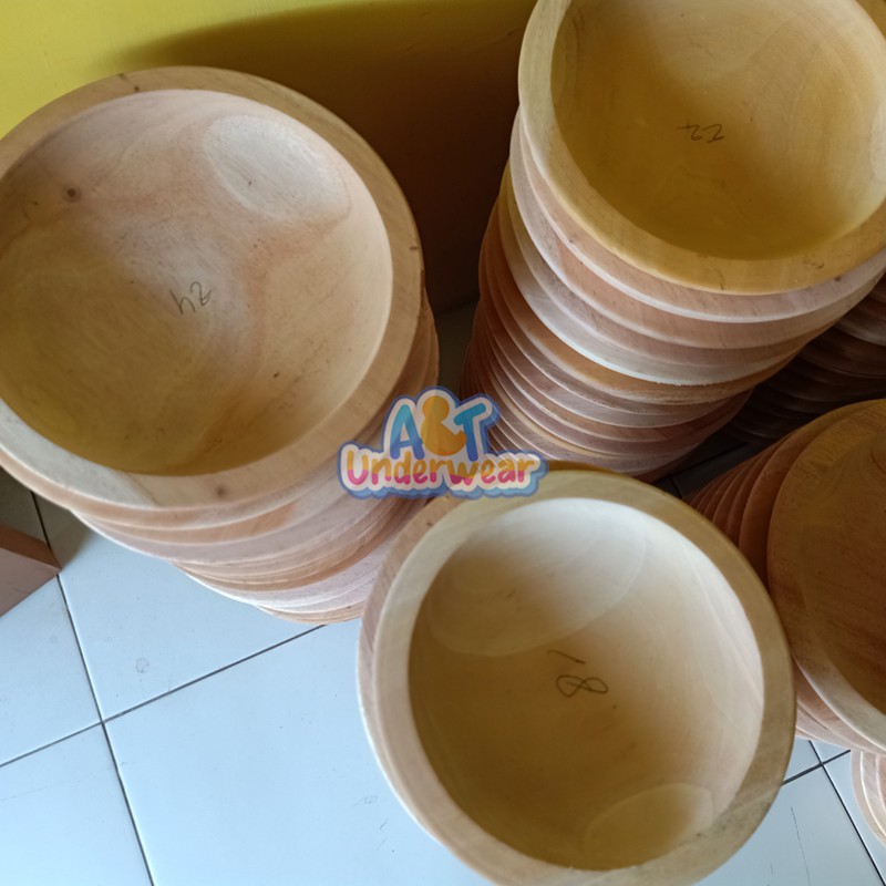 AT266-(1 SETT) Cobek dan Ulekan Nomer 24cm-19cm/Cobek Kayu Asli Tasikmalaya/Ulekan/Cobekan/Coet/Cowet