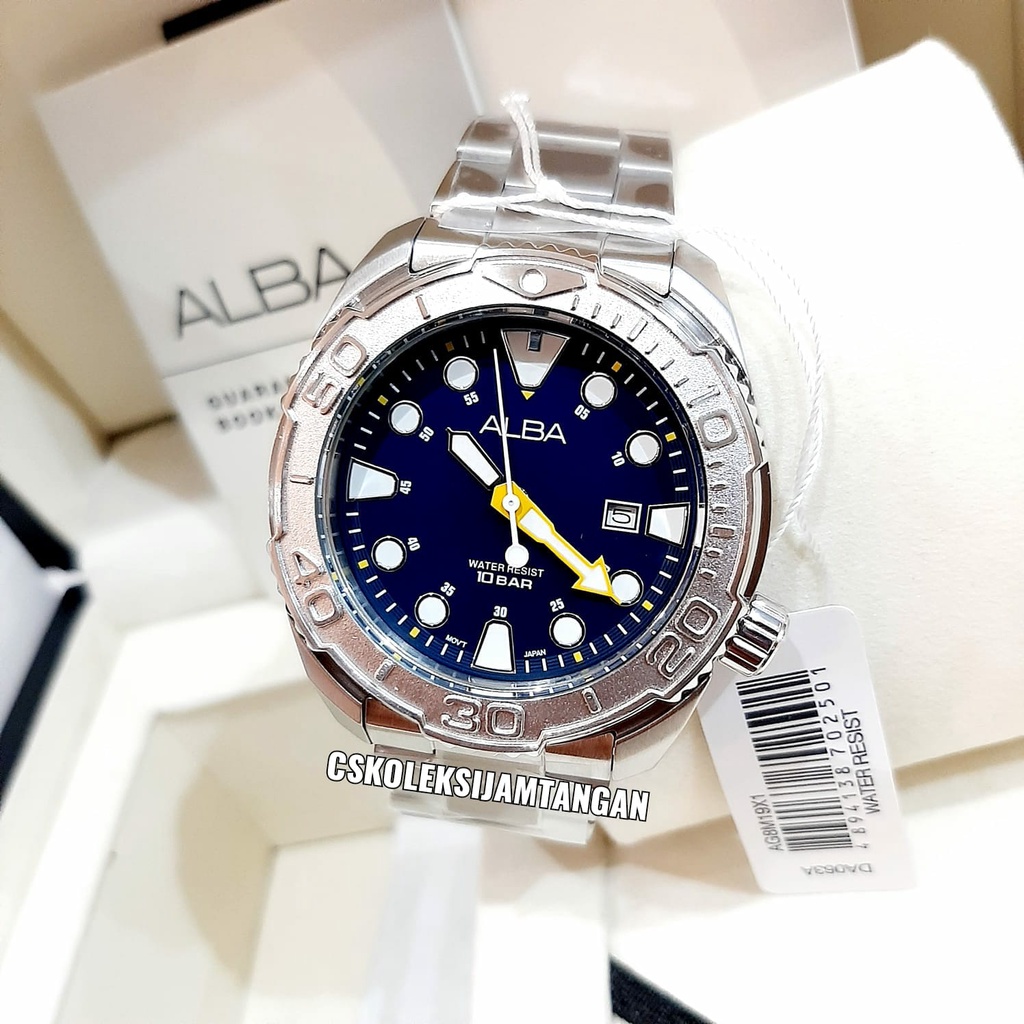 JAM TANGAN PRIA ALBA AG8M19X1 AG8M19 BLUE ORIGINAL GARANSI 1 TAHUN