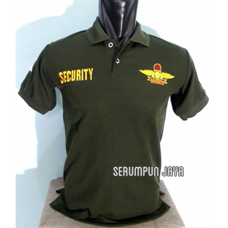 KAOS SECURITY WINGS HIJAU ARMY - KAOS KERAH SECURITY WINGS HIJAU ARMY FULL BORDIR