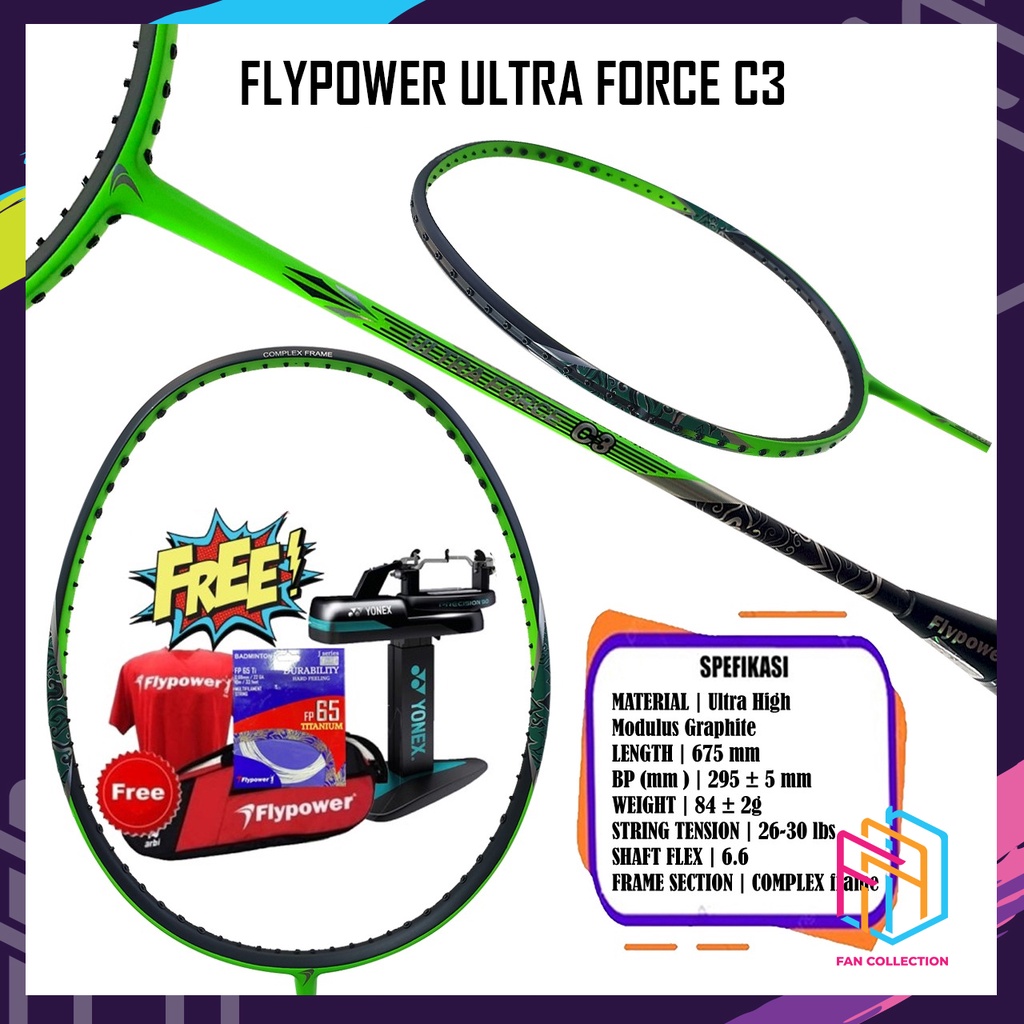 FLYPOWER ULTRA FORCE C3 / RAKET FLYPOWER RAKET BADMINTON ORIGINAL