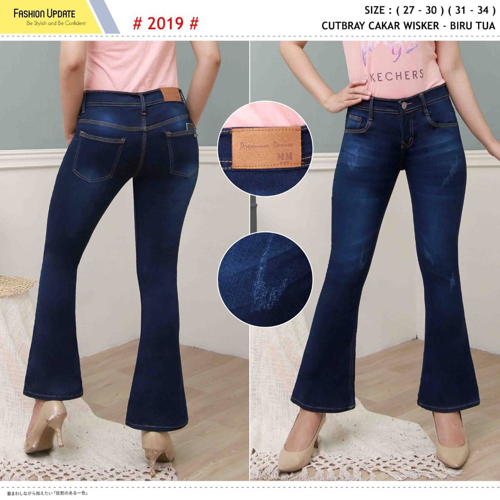 Celana Panjang Jeans Wanita Cutbray Cakar Whisker 27-30 31-34 Bisa Bayar Ditempat(COD)