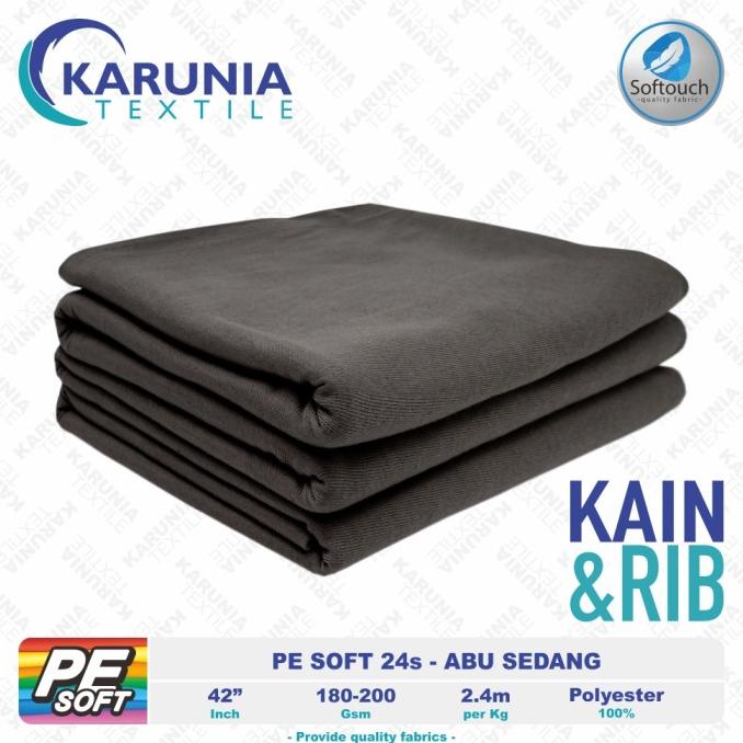 PE Soft 24s | Abu Sedang | Kain Kaos + Rib | Karunia Textile