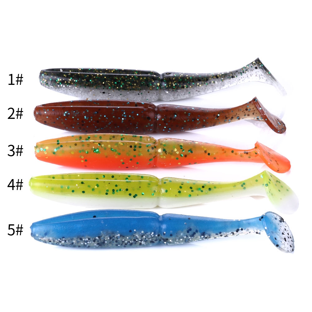 HENGJIA 5pcs 10cm 9.7g Umpan Pancing Swimbait Fishing Lure Ikan Jig Bait Bass Kail Softworm Cacing