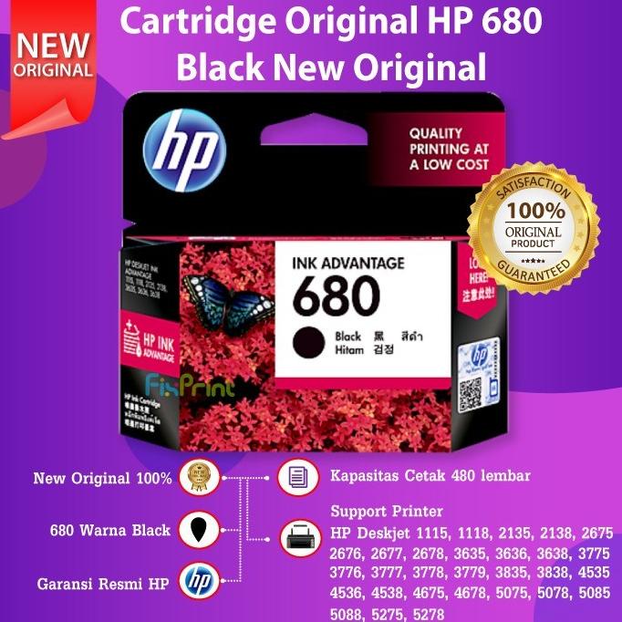 HP 680 Black F6V27AA Cartridge Tinta Printer 3638 3775 3776 3777 3778