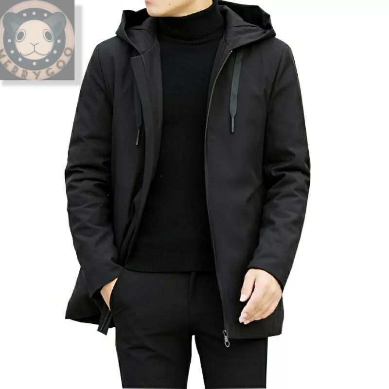 Jaket pria outdoor tebal  waterproof model long coat musim dingin premium